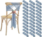 50 PCS Cheesecloth Chair Sashes Bows Wedding Aisle Decorations Chair Ribbon Ties Back Sash for Wedding Party Events Banquet Chair Cover Decoration (Dusty Blue) by Lumaycens