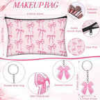 Rtteri 30 Pcs Pink Bow Party Favors Gift Set for Women, Coquette Bow Baby Shower Prizes for Winners Bachelorette Bridal Shower, Includes 16 oz Glass Tumbler PVC Gift Bag Cosmetic Bag Keychain - Image 4