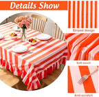 JarThenaAMCS Striped Tablecloth Ruffle Table Cloth, Orange Pink - Image 3