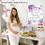 Andaz Press Butterfly Baby Shower Decorations, 16" X 20" A Little Butterfly Is On Her Way, Personalized Baby Shower Welcome Sign, Purple Florals Sign In Guest Book Alternative - Image 5