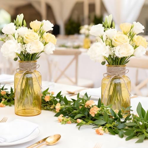 6 Pack Mason Jar Vases for Centerpieces, Gold Glass Flower Vase - Image 5