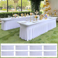 NSSONBEN 8 pk White Spandex Tablecloth 6ft, Wrinkle Free High Stretch Fitted Tablecloths for 6 Foot Rectangle Tables, Elastic Spandex Table Covers 6ft with Pleats Skirt for Party Wedding Banquet by ENJOYYOURPARTY