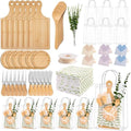 61 Pcs Baby Shower Prizes for Game Winners 6 Sets Bamboo Cheese Board Kit with Spoon Fork Butter Spreaders Plaid Towel Thank You Card for Guests, Housewarming Adult Party Favors (Green) by Unknown