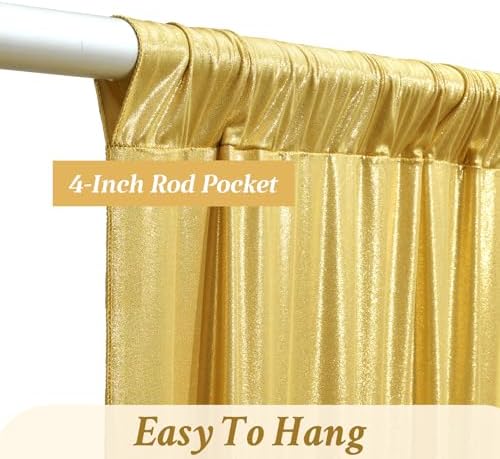 10ft x 10ft Gold Sequin Backdrop Curtains for Party Wedding Shimmer Curtain Backdrop Prom Sparkly Glitter Fabric Photo Backdrop Drapes for Birthday Party Photography Baby Shower 5x10FT, 2 Panels - Image 7