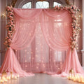 20×10ft Dusty Rose Tulle Backdrop Curtain with Lights String for Parties, Sheer Curtain Backdrop Drapes for Wedding Party Home Decorations by WishCare