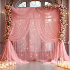 20×10ft Dusty Rose Tulle Backdrop Curtain with Lights String for Parties, Sheer Curtain Backdrop Drapes for Wedding Party Home Decorations by WishCare