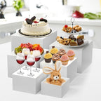 Garvee 6-Piece White Stackable Display Risers for Desserts – Multi-Sized Food Stands for Bakery, Wedding, Buffet, and Retail Display (Nesting & Space-Saving) - Image 4