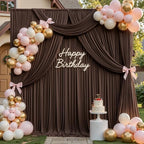 gogoparti 20x12ft Brown Backdrop Curtain for Wedding Parties, 4 Panels (5x12 ft Each) Wrinkle-Free Dackdrop Curtains, Silky Draping Fabric for Birthday Party, Baby Shower, Photo Background - Image 5