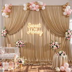 10x10ft Light Champagne Backdrop Curtains Wedding Party Glitter Sequin Curtain Backdrop Fabric Shimmer Drapes Backdrop Bridal Baby Shower Birthday Christmas Photoshoot Background 5x10FT，2 Panels by LittleFunny