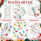 Funnymoom 400 Pcs Christmas Party Supplies, Christmas Lights Paper Plates and Napkins Cups Set with Spoons Forks Knives, Xmas Light Tableware Set for Holiday Xmas Party Decorations - Image 3