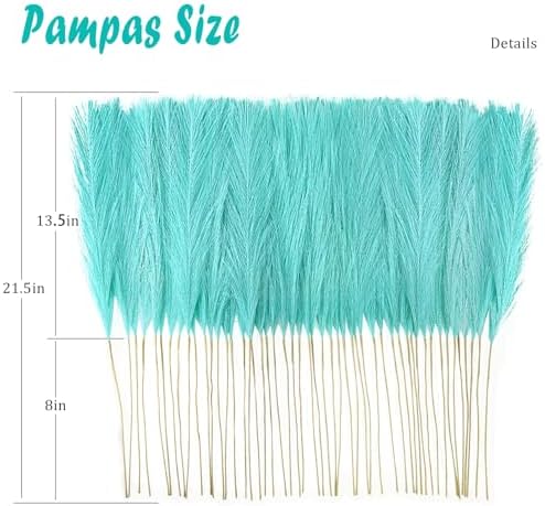 obbsie 50pcs Faux Pampas Grass, 21.6" Short Artificial Pompous Grass Branches for Vase Filler Home Table Centerpieces Wedding Decor (Light Blue) (Pack of 2) - Image 4