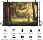 9x6ft Fairytale Rainforest Backdrop Spring Enchanted Forest Photography Background Wonderland Woodland Sunlight Jungle Natural Scenery Kids Birthday Decorations Baby Shower Photo Booth Prop - Image 5