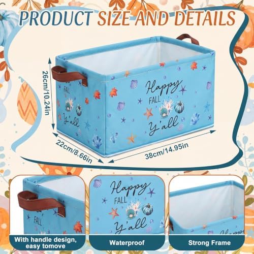 CHENGU 6 Pack Fall Storage Bins Collapsible Coastal Autumn Pumpkin Baskets - Image 2