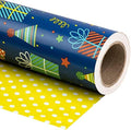 WRAPAHOLIC 30 Inch Jumbo Reversible Birthday Wrapping Paper - 30 Inch X 100 Feet Jumbo Roll - Blue Happy Birthday Wrapping Paper for Party, Baby Shower and More Occasions by WRAPAHOLIC