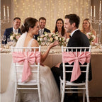 10 Pcs Pink Chair Sashes, 13.7 ×15 inch Pink Bows Chair Bows Sashes Elastic - Image 3