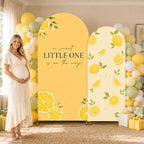 2PCS Lemon Baby Shower Decorations Arch Backdrop Cover 6ft 7.2ft Stretchy Spandex A Sweet Little One is on the Way Backdrop for Lemon Baby Shower Party Supplies Photo Props - Image 5