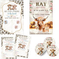 Baby Highland Cow Gender Reveal Farm Party Supplies 56 Piece Set by SillyGooseGiftstheOriginal