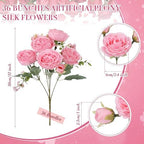Geosar 36 Bundles Artificial Peonies Flowers,Pink - Image 2