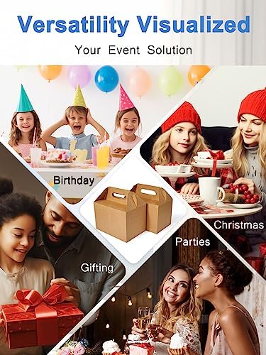 Shallive 28 Pcs Large Brown Kraft Lunch Boxes with Handle - 9x6x6 Inch Gable Gift Boxes for Baby Shower, Birthday Parties - Image 6