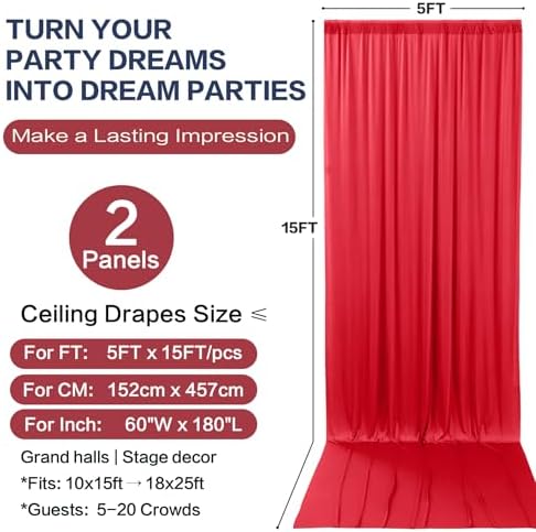 10ft×15ft Red Backdrop Curtain for Wedding Parties - Image 6