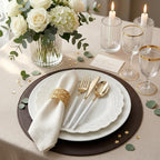 I00000 300 Pcs Gold Plastic Silverware Set, Gold Utensils with White Handle - Image 3