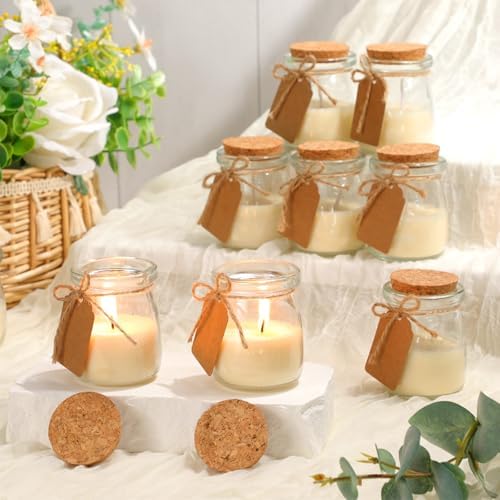 MTLEE 50 Pcs Wedding Jar Candles for Guests Wedding Candle Gift Natural Wax Candles with DIY Tag Cards for Bridesmaid Baby Shower Party Favors Home Supply Decor, Scents of Freesia/Gardenia/Lavender - Image 2