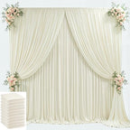 50x10ft Beige Backdrop Curtain for Wedding Parties Wrinkle Free Fabric Beige Drapes Backdrop Decoration for Baby Shower Birthday Photography Decoration 10 Panels, 5ft x 10ft by Gogoparti
