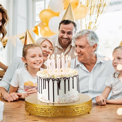 Wenqik 14 Inch Gold Cake Stand Metal Round with Cutter Spatula, Classic - Image 6