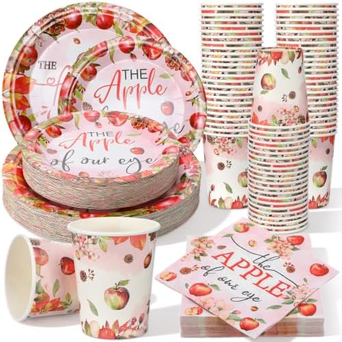 Domensi 250 Pcs Fall Apple Baby Shower Decoration Apple of Our Eye by Domensi