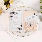 50pcs Tri-Fold Laser Cut Invitation with Envelope Blank Inner Sheets RSVP by Maffily