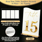 Gold Mirrored Acrylic Wedding Table Numbers 1-15 Set, Self-Standing Modern Arched Signs for Reception Seating, Anniversary & Bridal Shower, Elegant Wedding Decor (5x7 Inches) - Image 6