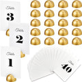 Taiyin 40 Set Gold Table Number Stands with 1-40 Table Number Cards, Round Tables Numbers Holders, Wedding Place Card Holders for Wedding Reception, Anniversary, Restaurant, Party Events 4 x 6 Inch by Taiyin
