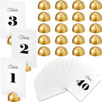 Taiyin 40 Set Gold Table Number Stands with 1-40 Table Number Cards, Round Tables Numbers Holders, Wedding Place Card Holders for Wedding Reception, Anniversary, Restaurant, Party Events 4 x 6 Inch by Taiyin