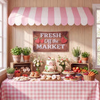 Tallew 3 Pcs Locally Grown Baby Shower Decorations Farmers Market Party Decor with 3D Awning Locally Grown Baby on the Way Sign 54 x 108" Check Tablecloth for First Birthday Farmers Market (Pink) by Tallew
