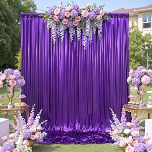 10ftx10ft Shimmer Purple Sequin Backdrop Curtain for Parties-2 Panels 5x10ft Thick Wrinkle Free Glitter Backdrop Drapes Photo Back Drop Curtains for Girl Birthday Wedding Photography Background by LeegleriTableSkirt