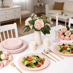 IOOOOO 100Pcs 10" Pink Plastic Dinner Plates, Premium Pink Plates for Party - Image 5