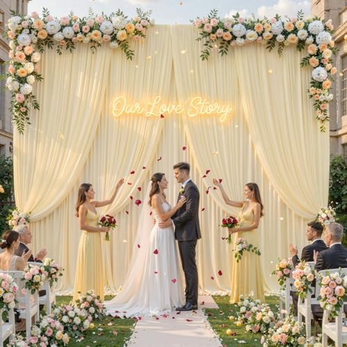 30x10FT Backdrop Curtains with Rod Pockets - Wrinkle Free Photo Stage Backdrop 6 Panels Curtains Drapes for Photography Wedding Party Baby Shower Decorations (Champagne) - Image 3
