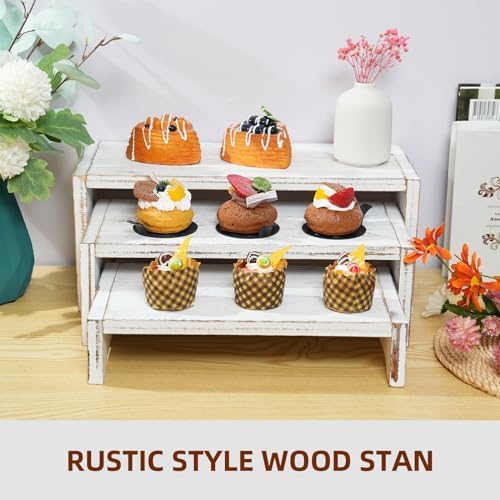 3-Tier Wooden Cupcake Stand & Display Risers, Multi-Tier Display Stand for Food, Desserts, & Collections - Image 4