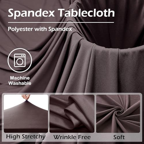 NSSONBEN 2 pk Brown Spandex Tablecloth for 6 Foot Rectangle Tables,Wrinkle Free Fitted Spandex Table Covers 6ft Coffe Stretch Table Cloths with Ruffle Skirt for Parties Weddings Banquet Baby Shower - Image 7