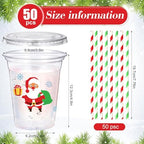 Sliner 50 Sets Christmas Disposable Plastic Cups 16oz - Image 2