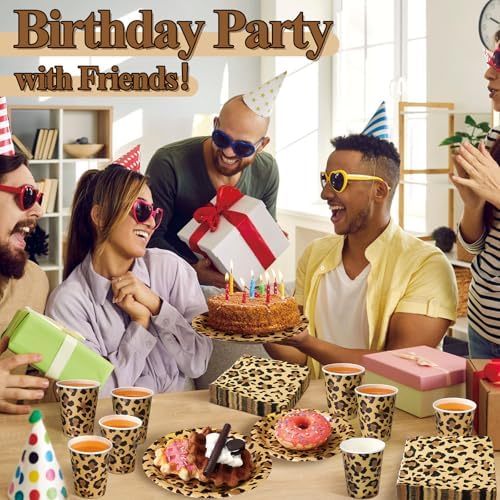 Funnymoom 250 Pcs Leopard Print Plates Napkins and Cups Serve 50 Guests - Image 4