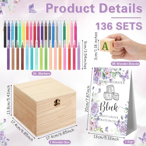 Marsui 136 Pcs Baby Shower Blocks to Decorate Game Kit, Butterfly - Image 2