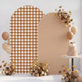 Tegeme 2 Set Gingham Arch Backdrop Cover 7.2ft 6.6ft Arch Cover, Khaki by Tegeme