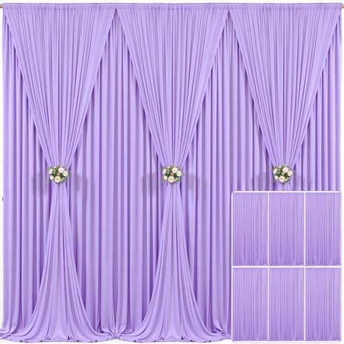 6 Panels Lavender Backdrop Curtain for Parties Wedding Wrinkle Free Light Purple Photo Curtains Backdrop Drapes Fabric Decoration for Baby Shower Photoshoot 30ft(W) x 10ft(H) by Tao-GePartyDecorations