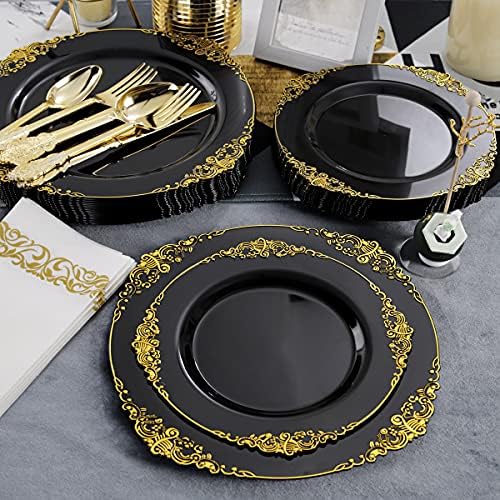 Hioasis 350 Pcs Black Gold Plates for Graduation - Image 3