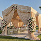 10 Panels 5ft(W) x 20ft(L) Soft Tan Ceiling Drapes for Wedding Parties by PartyVillage