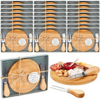 Maxcheck 24 Sets Baby Shower Game Prizes Cheese Board Bamboo Knife Fork by Maxcheck