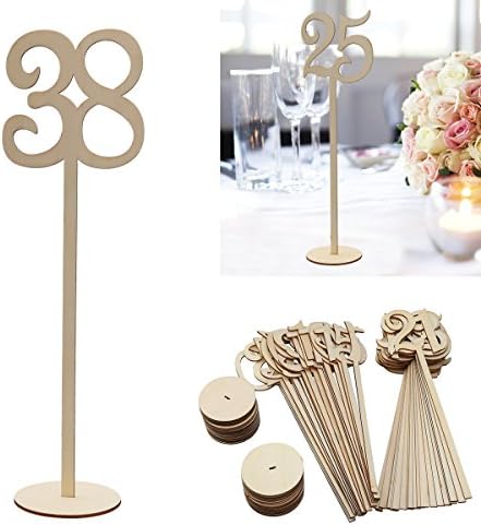 Tinksky 1-40 Wooden Table Numbers with Holder Base for Wedding Home Party Decoration, Pack of 40 - Image 4