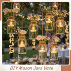 6 Pack Mason Jar Vases for Centerpieces, Clear Glass Flower Vase - Image 5