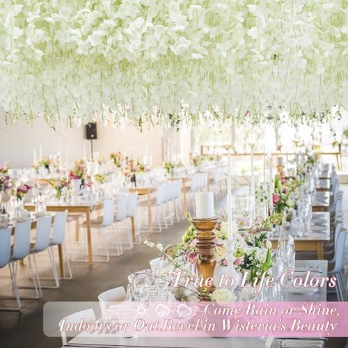 40 Pack White Wisteria Hanging Flowers, Fake Flowers for Decoration - Image 6